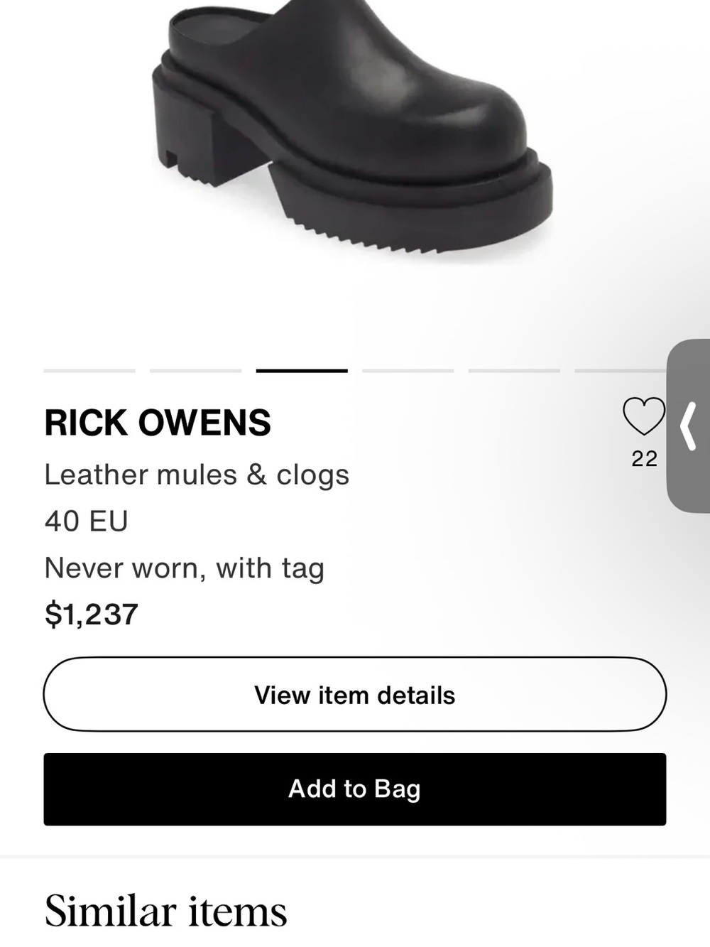 Rick Owens Bogun Platform Mule - Leather Slip Ons - Picture 6 of 7